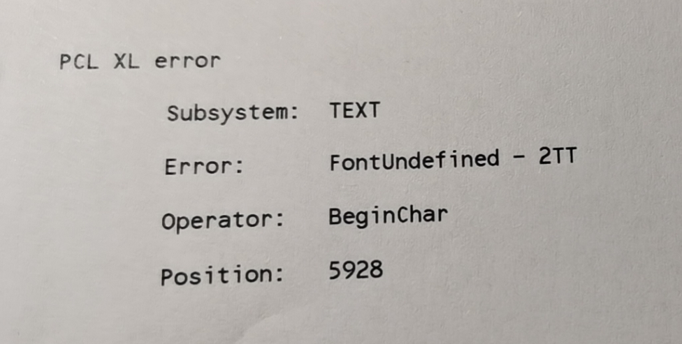 打印机连续打印之后出现英文字母 PCL XL error  解决方法